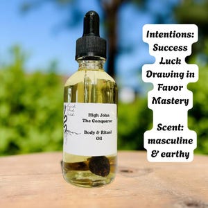 High John Body Oil, high John the conqueror,hoodoo, conjure, ritual, attract money, pagan, witch