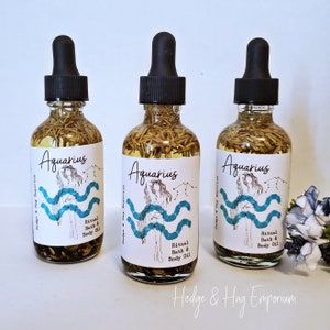 Aquarius Ritual Oil, Bath Oil, Body Oil, Zodiac Gift, Astrology Sign, astrologist, Aquarius, zodiac, wicca, witchy, witchcraft