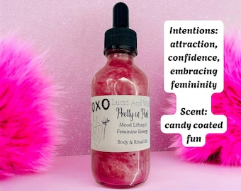 Pretty In Pink Perfume Body Oil, Feminine, Flirty, Intention Oil, Witch, Witchcraft, Pagan, Conjure, Hoodoo, Perfume, Body Spray