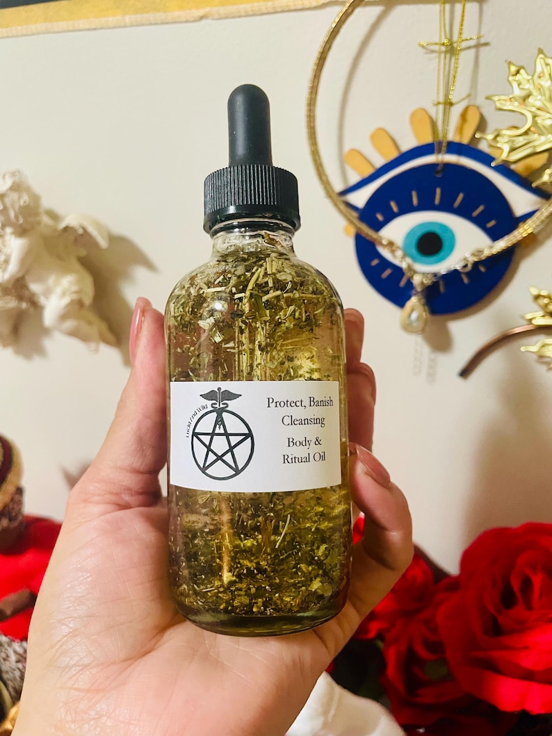 Aceite corporal perfumado de protección, aceite de intención, bruja, brujería, pagano, conjuro, hoodoo, perfume, espray corporal imagen 6