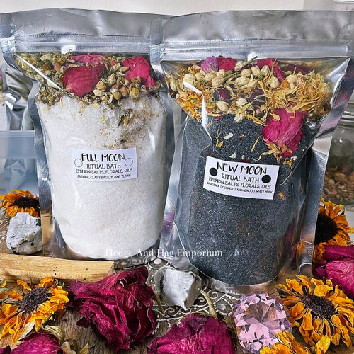 Full Moon Bath Salt New Moon Ritual Bath Salt Blessings Etsy