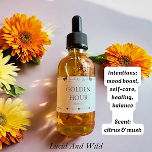 Golden Hour Ritual Body Oil, Healing, Emotional Support, Intention Oil, Spell Oil,  Witchcraft, Wicca, Conjure, Pagan, Spell Oil