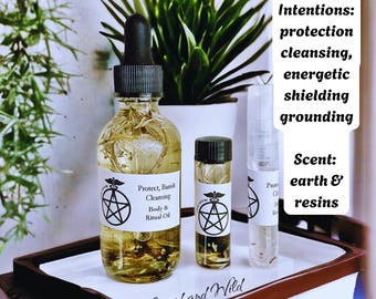 Aceite corporal perfumado de protección, aceite de intención, bruja, brujería, pagano, conjuro, hoodoo, perfume, espray corporal