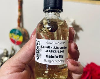 For Him Deadly Attraction, Masculine Scented Perfume Body Oil, Intention Oil, Witch, Witchcraft, Pagan, Conjure, Hoodoo, Perfume, Body Spray