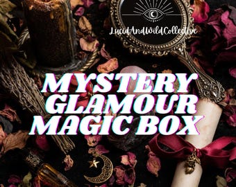 Mystery Glamour Witchcraft Boxes, mystery witch kit, Intuitively Curated, handmade items, witchcraft, pagan, body oils, herbs, spells