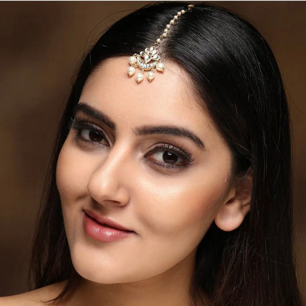 Chand Maang tikka/ Kundan Tikka/ Indian Jewelry/ Indian Wedding Jewelry/ Pakistani Jewelry/Indian forehead jewelry/ Jhoomer/ Matha patti/