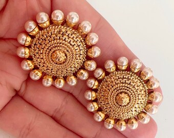 Antique Gold Studs Earrings /Look Like real Gold Earrings/delicate studs/Gold earrings/Stud Earrings/ Indian earrings/Kundan Earrings