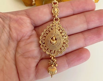Antique Gold maang tikka/Gold Maang tika /Indian Maangtikka/Guttapusalu tikka/ Bollywood jewelry/Matha Patti/ Indian jewelry/