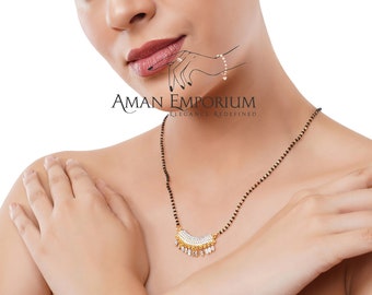 Bridal 2 tone  Mangalsutra / Diamond Mangalsutra/ Gold mangalsutra/Indian Mangalsutra/Indian Bridal jewelry/Long necklace