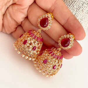 Ruby Stone Jhumkas Etsy Australia
