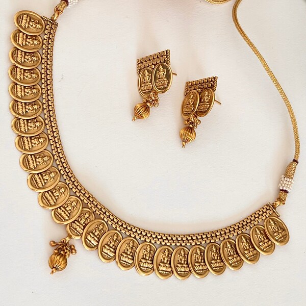 Coin choker/Gold Necklace /Indian Choker/South Indian Necklace/ One Gram Gold Necklace/ Temple Jewelry/Delicate Necklace