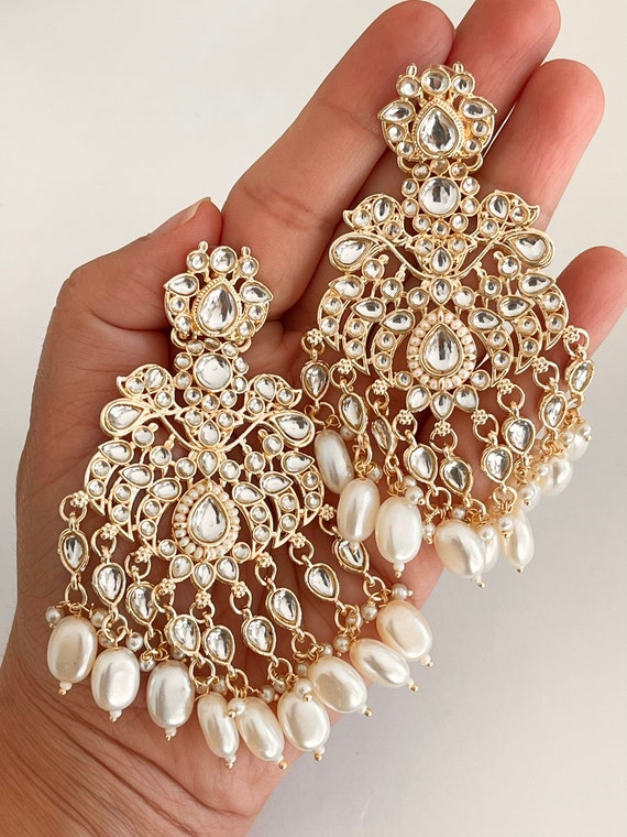 Beautiful Big Size Meenakari Kundan Jewellery Jhumkas Earrings - Lalso  Lifestyle - 4019174