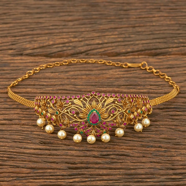 RubyGreen Antique  Baju Band /Indian wedding jewelry/Vanki/ polki Ananta/ Angada/ Armlet/ Indian Jewelry/ Gold Baju bandh/ Antique Vanki/