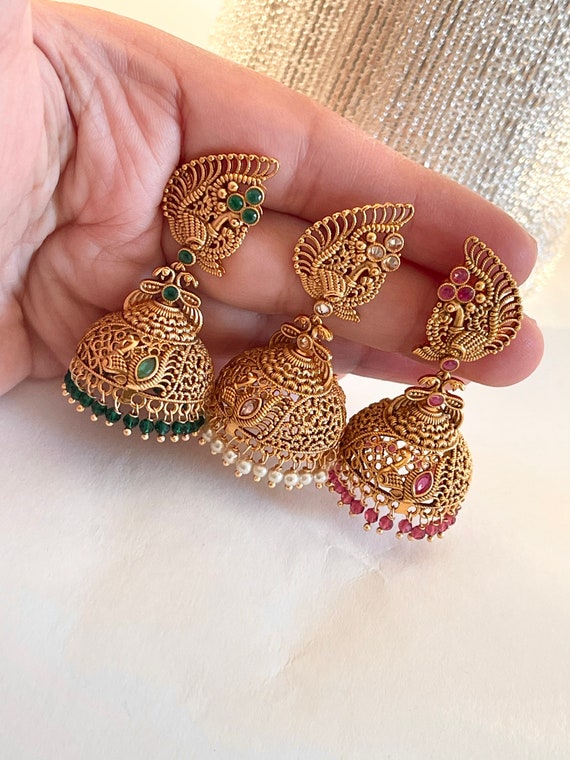 Buy Premium Quality Antique Jewellery Latest Kemp Stone Antique Earrings  Jhumka Collections