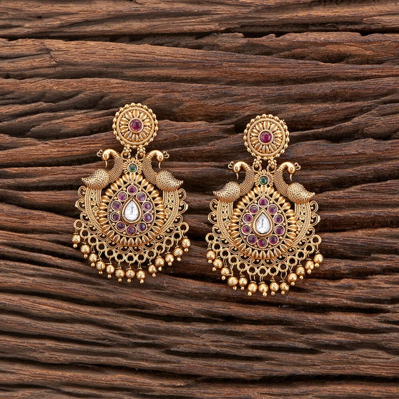 One Gram Gold Temple Chand Bali kemp Jhumkas South Indian