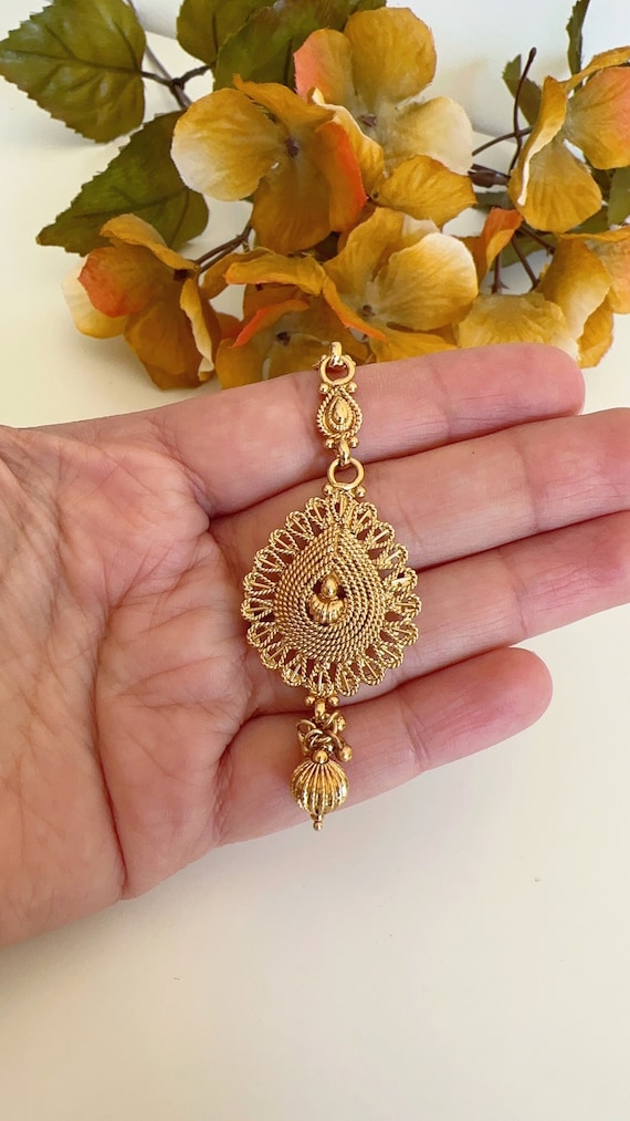 Maang tikka antique gold sale