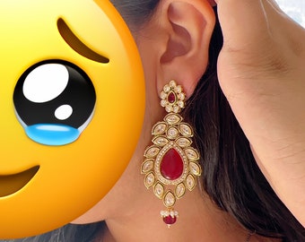 Kundan  Meenakari Earrings/Polki Earrings/Indian earrings/Kundan Jhumka  earrings/ Polki Chandbali/Indian Wedding Jewelry