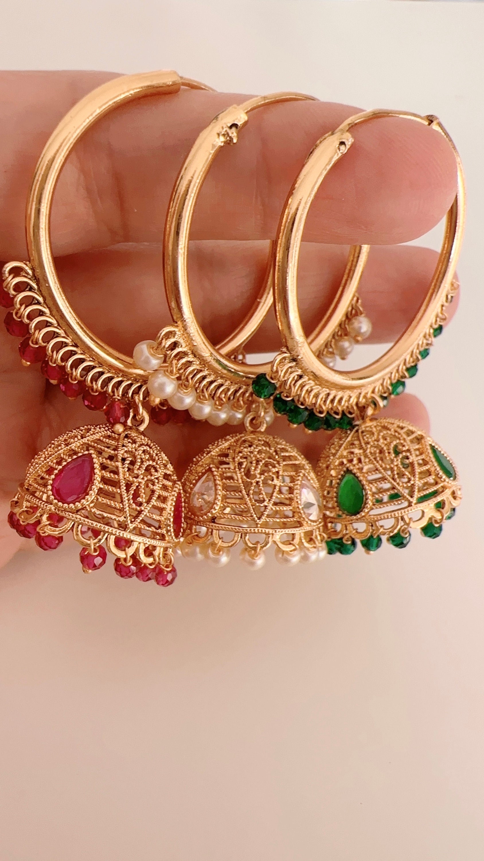 Multicolor Traditional Punjabi Earring with Tikka for Giddha |  FashionCrab.com