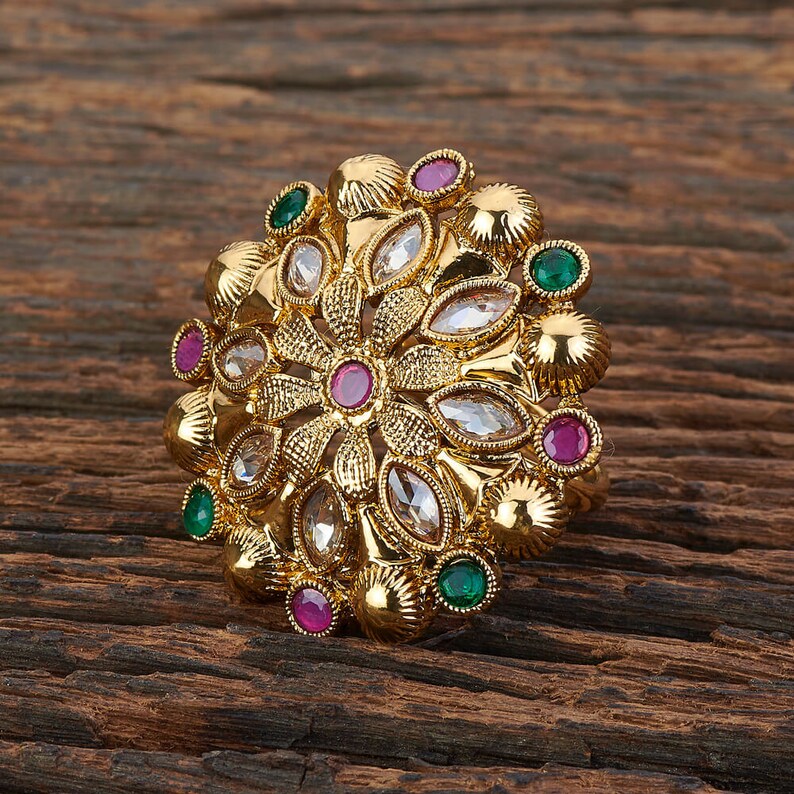 Adjustable Polki Gold Ruby Ring/ Indian Finger Ring/ Indian Etsy