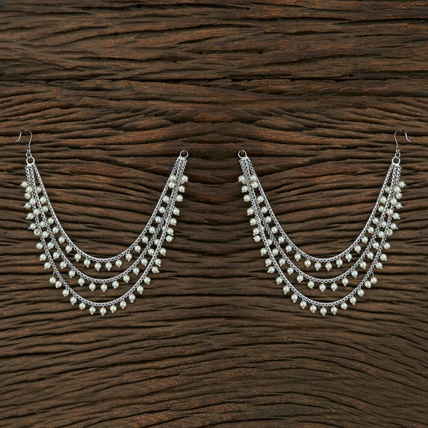 Bahubali Eaarrings/Silver Ear Chain Pair / Indian Jewelry/ Indian Earrings/ Pakistani Jewelry/ Indian Wedding Jewelry / Sahare/