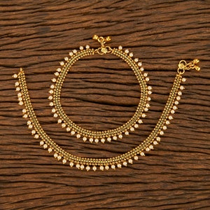 Gold anklets/ payal /indian bridal payal /Ghungroo Anklet/ Kundan Payal /Panjeb/ Indian anklets /Boho anklets/Indian Jewelry image 4