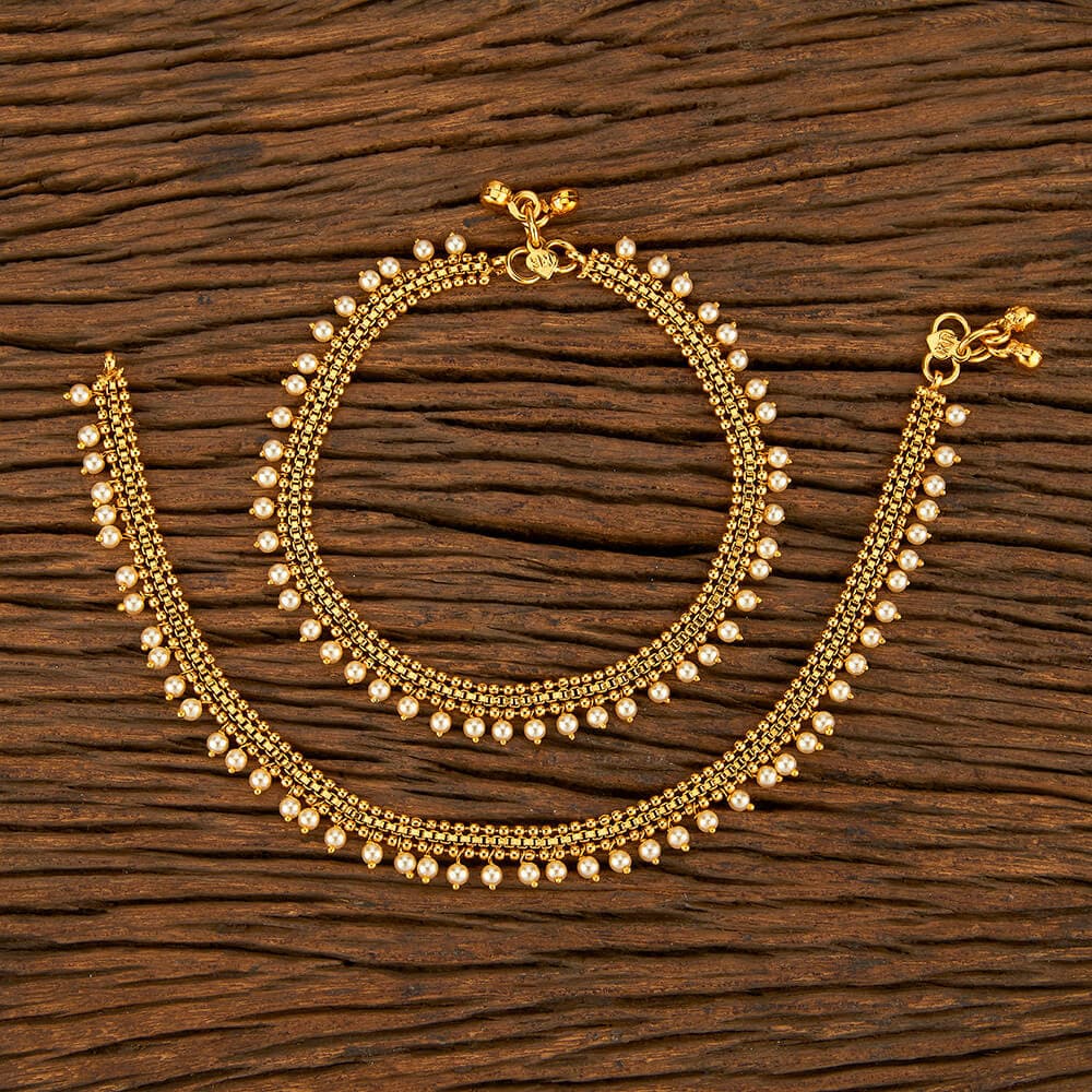 Gold Anklets Payal indian Bridal Payal ghungroo Anklet Kundan