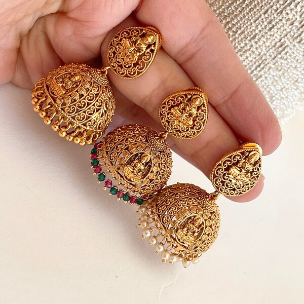 Antique Gold Jhumka Earrings Etsy