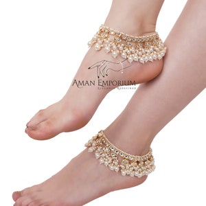 Kundan Anklet/ Payal/ indian anklets/matte Gold Anklest/Kundan Payal /Indian bridal gold payal/Panjeb /Boho anklets/ Bridal anklets