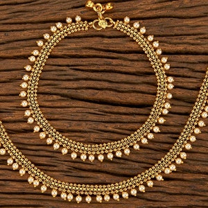 Gold anklets/ payal /indian bridal payal /Ghungroo Anklet/ Kundan Payal /Panjeb/ Indian anklets /Boho anklets/Indian Jewelry image 6