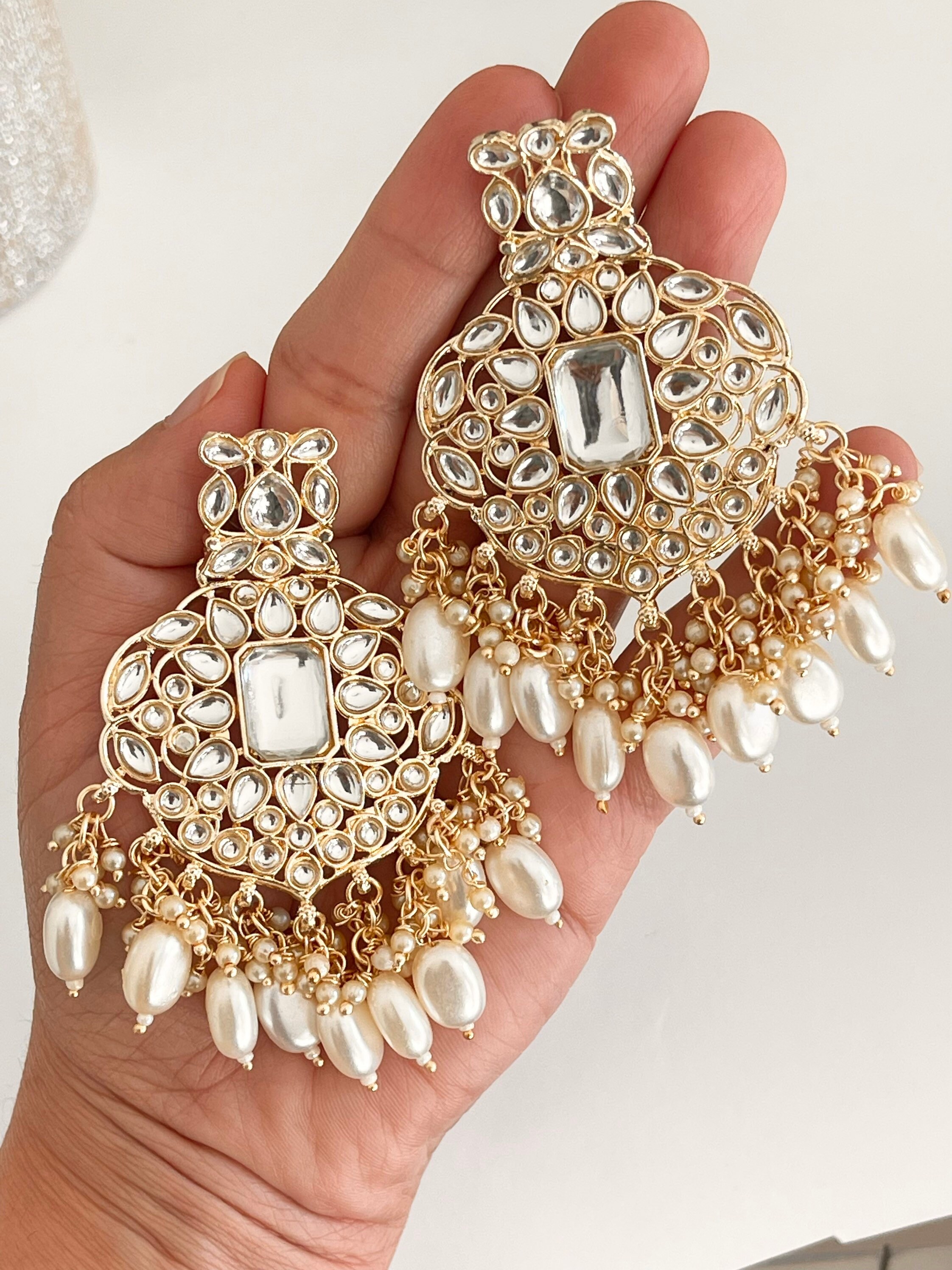 Kundan Earrings indian Earrings chandbali Earrings Kundan