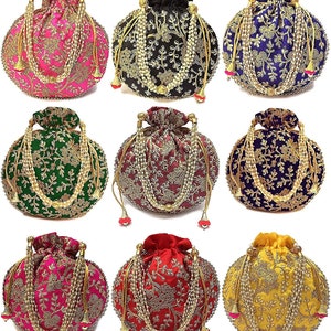 Matka Designer handbags for Women  Potli Bag  Shagun Potlies for Return Gift, for Wedding, Indian Potli Bags for any gift occasion