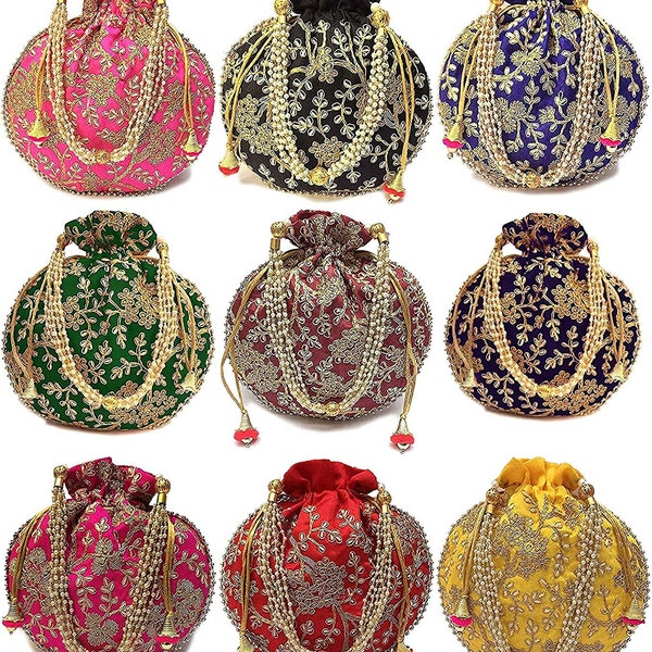 Matka Sacs à main de créateur pour femme Potli Bag Shagun Potlies pour un cadeau de retour, pour mariage, Potli Bags indiens pour toute occasion cadeau