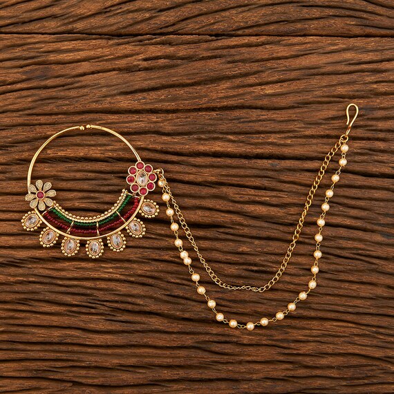 Kundan nose ring with chain deals