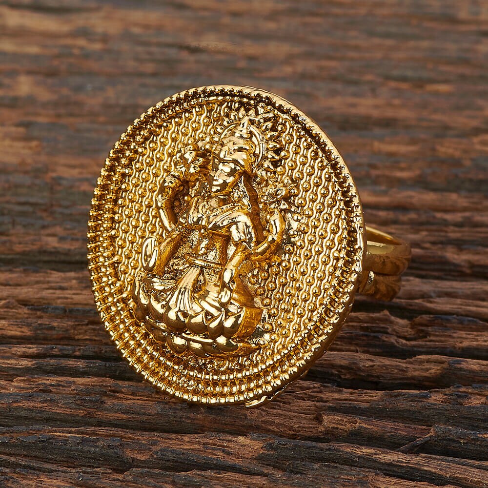 22K Gold 'Lakshmi' Ring For Women with Cz & Color Stones - 235-GR5336 in  4.450 Grams