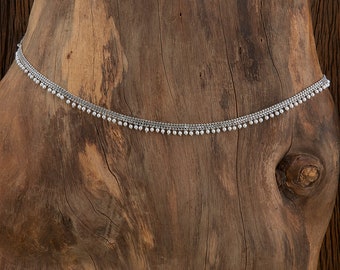 Cadena de cintura de plata/Cinturón de cintura/Cadena del vientre indio/ Plata Polki kundan//kemp/Kamarpatta/Joyería del sur de la India/ Faja/tagdi/joyería nupcial