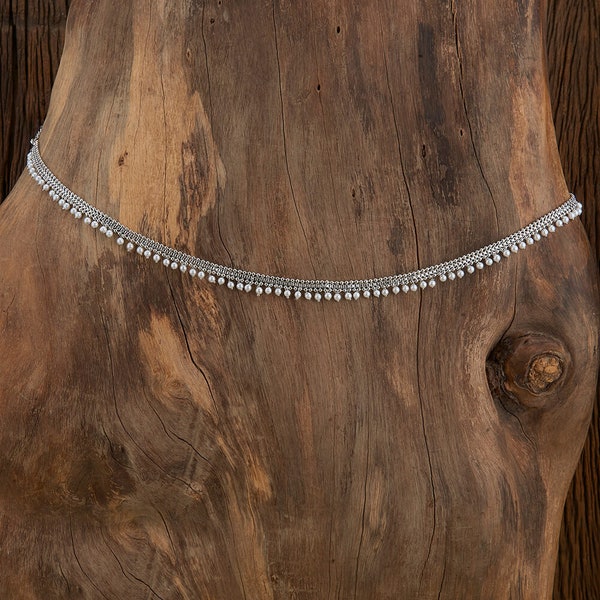 Silver Waist Chain/Waist belt/Indian Belly Chain/ Silver Polki kundan//kemp/Kamarpatta/South Indian Jewelry/ Sash/tagdi/bridal jewelry