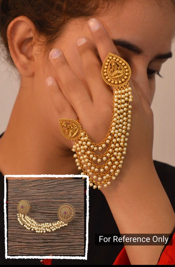 Double Finger Ring, Antique Double Finger Ring. Gold and Enamel Double  Finger … | Diamond bracelet design, Indian jewellery design earrings,  Jewelry design earrings