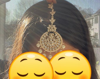 Kundan Maang tikka/ Kundan Tikka/ Indian Jewelry/ Indian Wedding Jewelry/ Pakistani Jewelry/Indian forehead jewelry/ Jhoomer/ Matha patti/