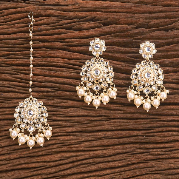 Classy Medium Size Kundan Gold Maang tikka Set /Pearl mang tikka set/kundan tikka set/indian jewelry/ indian wedding jewelry