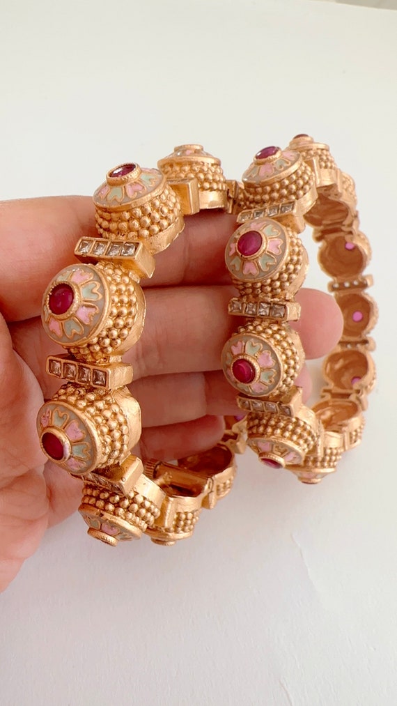 Openable Antique Meenakari Gold Bangle indian Bangles antique Gold