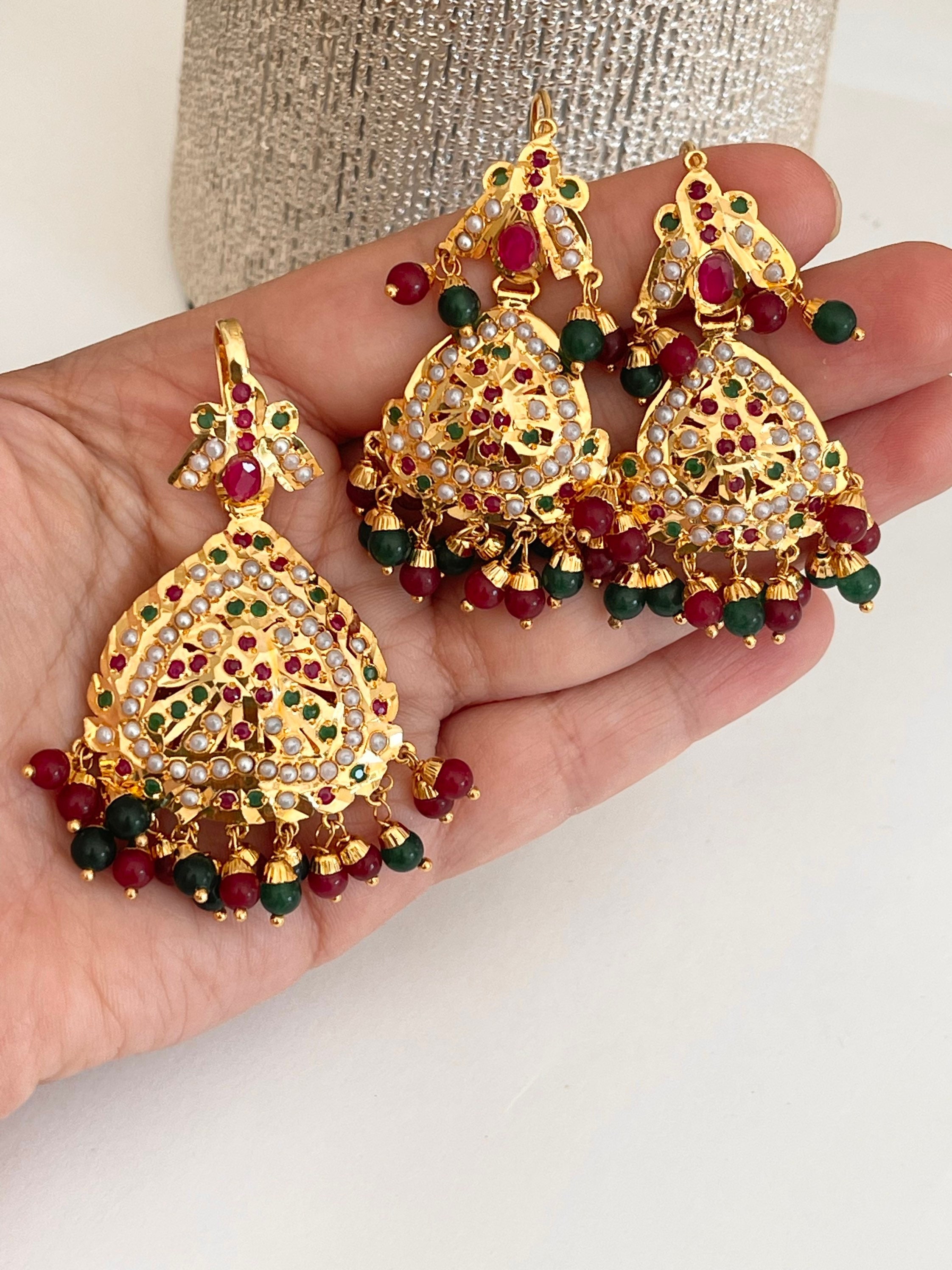 Golden Kundan Jadau Rajasthani Jhumka Earrings – AryaFashions