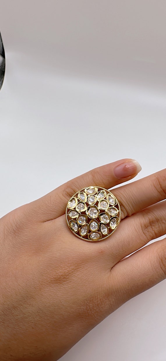 Adjustable Gold Kundan Ring Indian Finger Ring Indian Ring