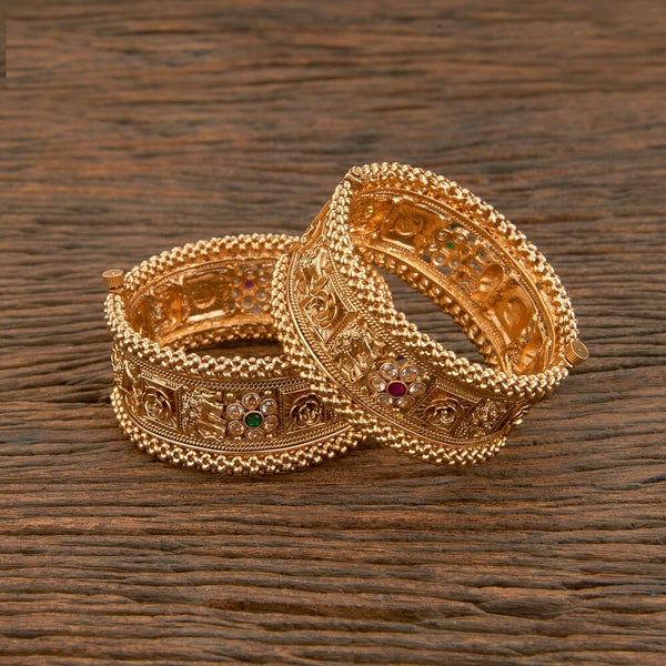 Rajwadi Kada / Pachali bangles / Kundan Openable Kada/Indian Wedding jewelry/Kundan bridal bangles set/Gold Broad Bangle Kada