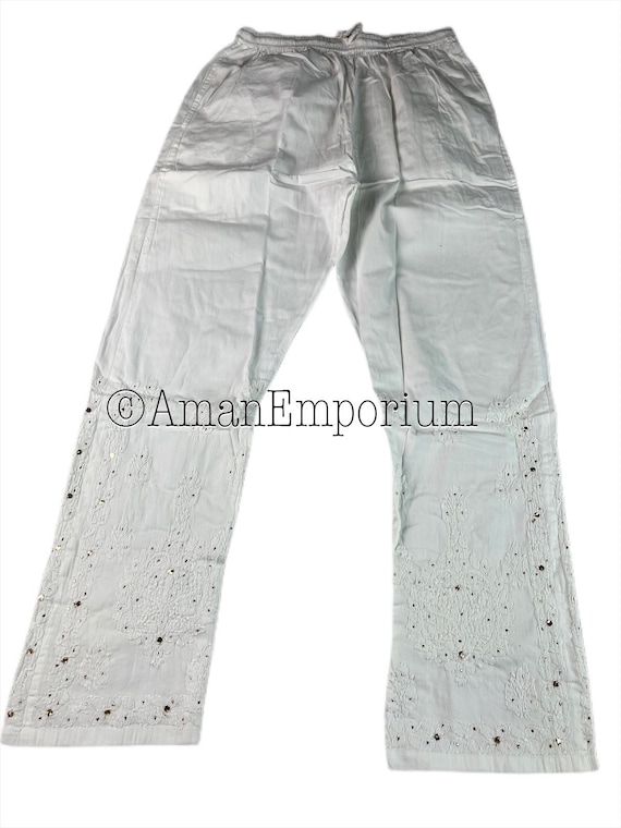 Buy Vahson Women Cotton Stretchable Chikankari Pants Free Size (Black) at  Amazon.in