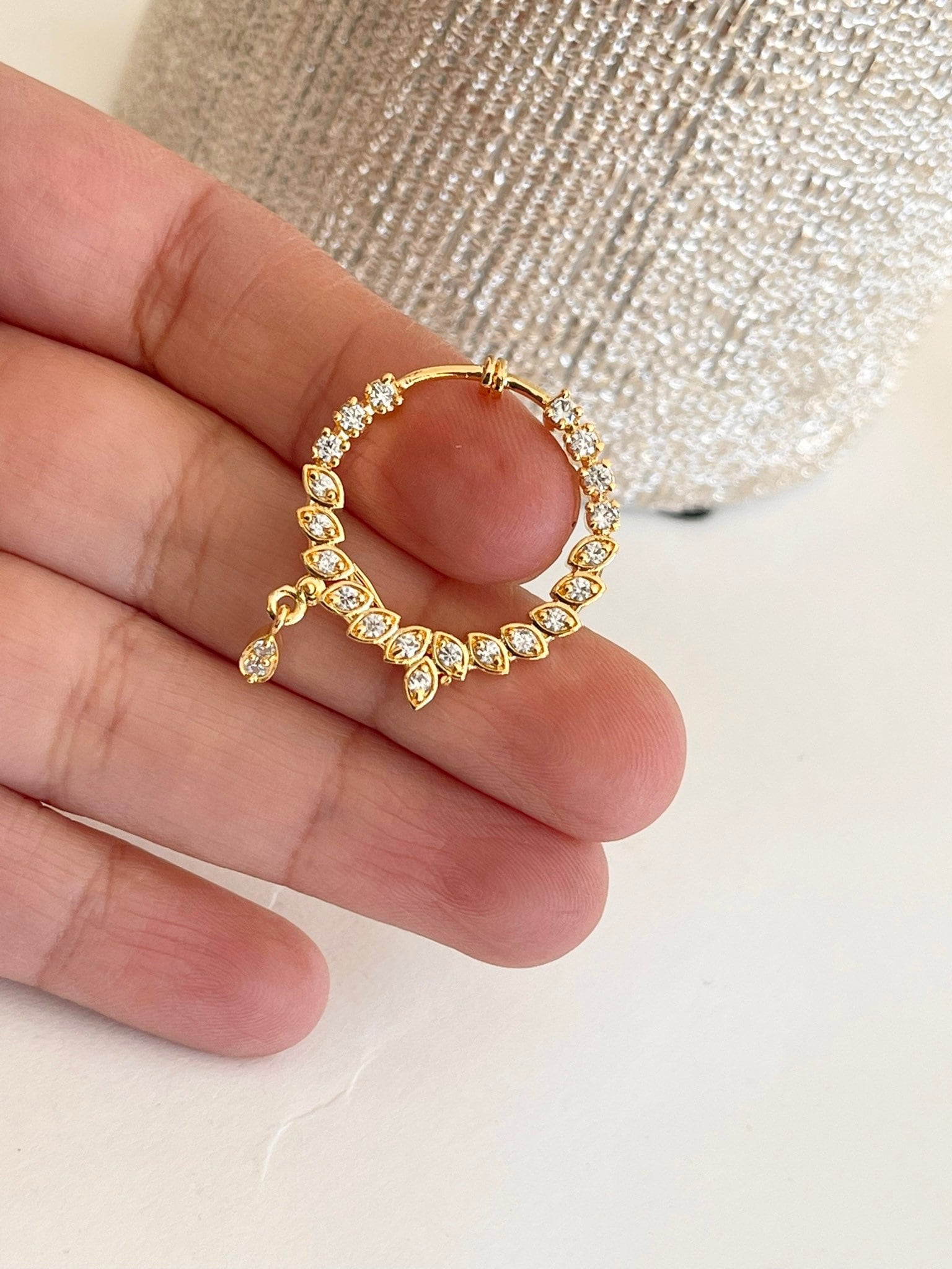 Bridal Gold Small Wedding 0.6 inch Nose Ring Chain Nepal | Ubuy