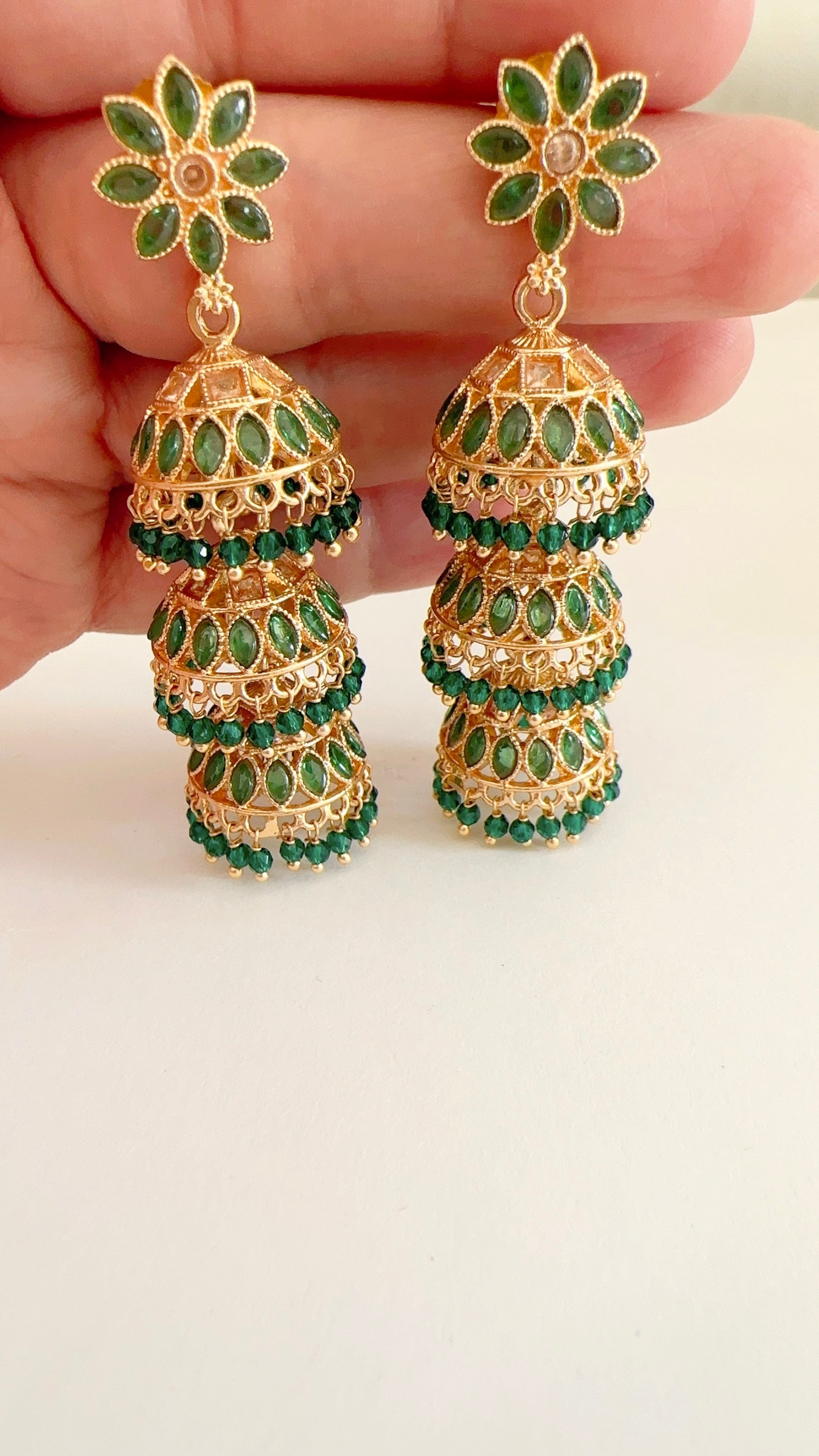 3 layer 2024 jhumka earrings gold