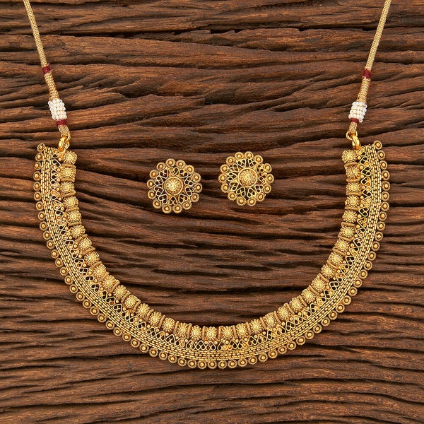 Collier ras du cou en or véritable avec clous en or / Bijoux du sud de l'Inde | Collier Kundan | Bijoux de demoiselle d'honneur / Bijoux de mariage indien