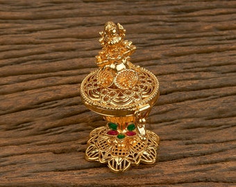 Antique Gold Plated Temple  Sindoor Box/ Kumkum Box/ Antique gold plated South Indian Hindu Wedding- Bollywood