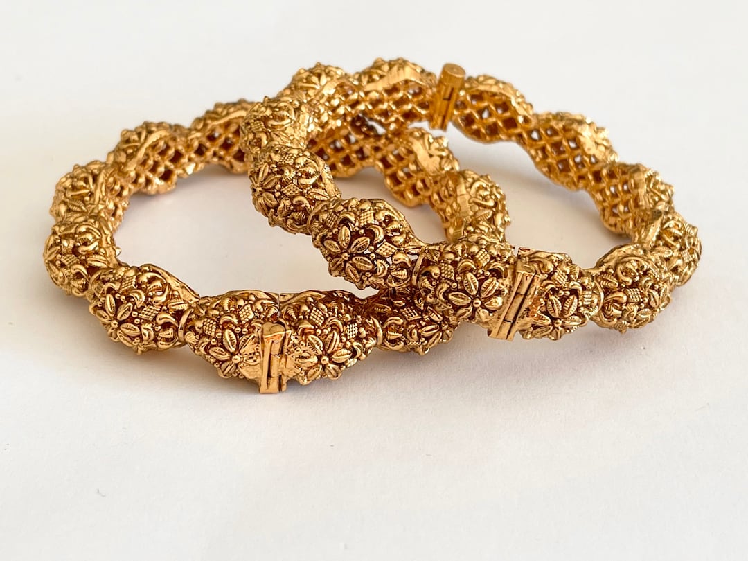 Gold Bangles/indian Bangles/antique Gold Kada/indian Wedding Jewelry ...