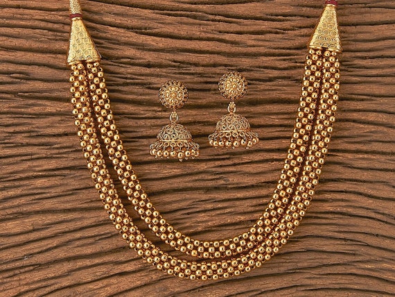 Gold Thushi Double Necklace Kolhapuri Thushi Indian Jewelry